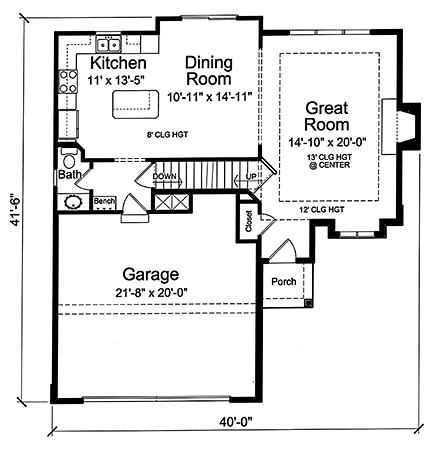 Contemporary, Cottage House Plan 98690 with 3 Beds, 3 Baths, 2 Car Garage First Level Plan