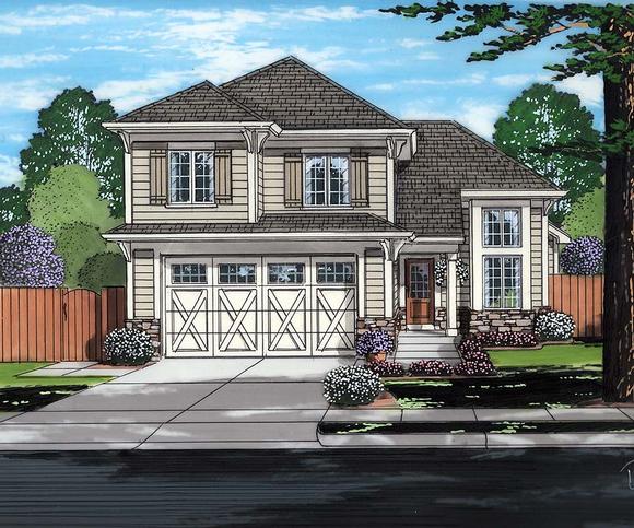 Contemporary, Cottage House Plan 98690 with 3 Beds, 3 Baths, 2 Car Garage Elevation