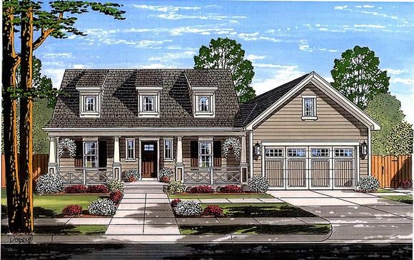 Cape Cod, Country House Plan 98696 with 3 Beds, 3 Baths, 2 Car Garage Elevation