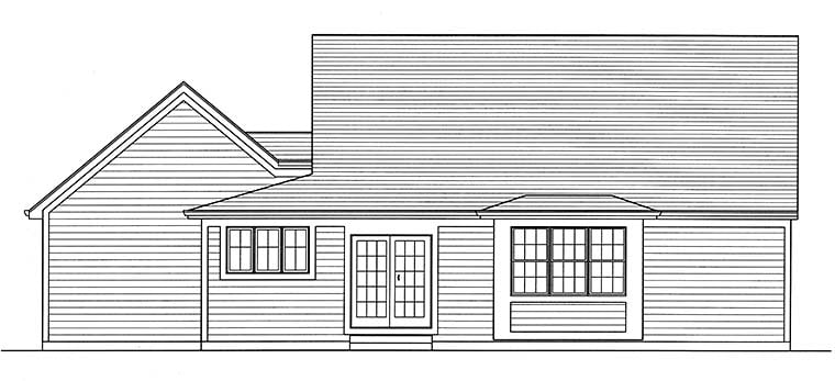 Cape Cod, Country House Plan 98696 with 3 Beds, 3 Baths, 2 Car Garage Rear Elevation