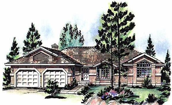 Florida, Mediterranean, One-Story, Ranch House Plan 98802 with 3 Beds, 3 Baths, 2 Car Garage Elevation