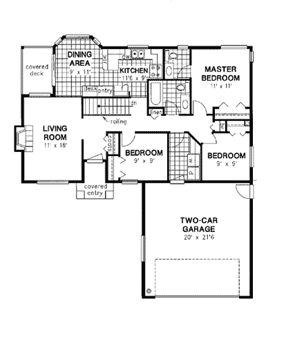 Florida, Mediterranean, One-Story House Plan 98805 with 3 Beds, 2 Baths, 2 Car Garage First Level Plan