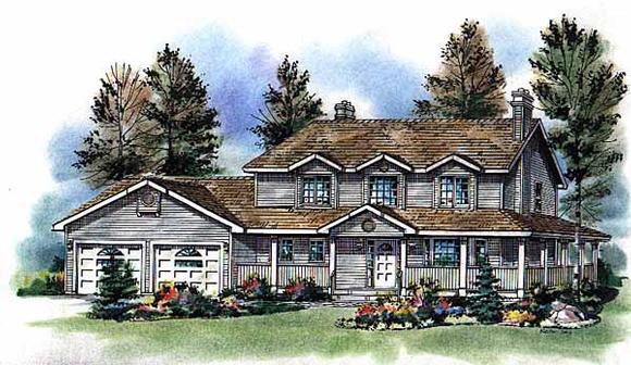 Country, Farmhouse House Plan 98815 with 3 Beds, 3 Baths, 2 Car Garage Elevation