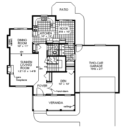 Farmhouse House Plan 98826 with 5 Beds, 3 Baths, 2 Car Garage First Level Plan
