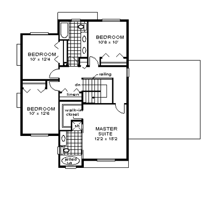 Farmhouse House Plan 98826 with 5 Beds, 3 Baths, 2 Car Garage Second Level Plan