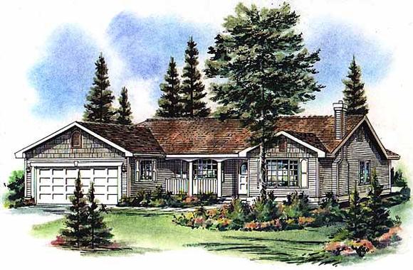 One-Story, Ranch House Plan 98840 with 3 Beds, 2 Baths, 2 Car Garage Elevation