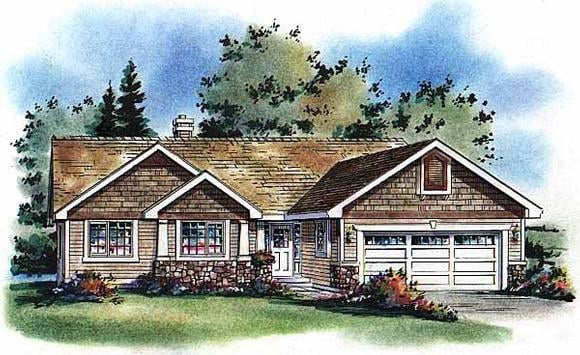 Bungalow, Craftsman, One-Story, Ranch House Plan 98849 with 2 Beds, 2 Baths, 2 Car Garage Elevation
