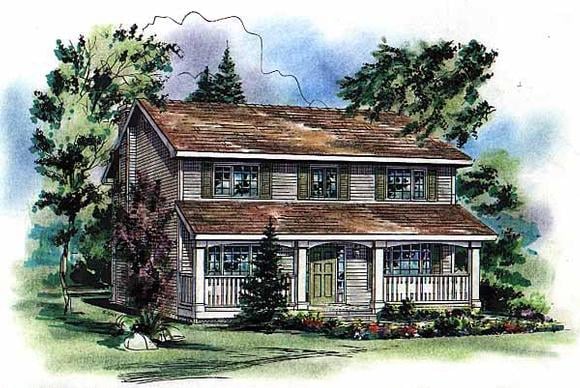 Country, Narrow Lot House Plan 98854 with 4 Beds, 3 Baths Elevation