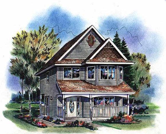 Craftsman, Narrow Lot, Victorian House Plan 98856 with 3 Beds, 3 Baths Elevation