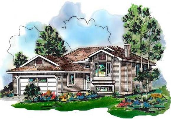Contemporary, One-Story House Plan 98860 with 3 Beds, 2 Baths, 2 Car Garage Elevation