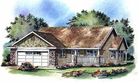 One-Story, Ranch House Plan 98863 with 3 Beds, 2 Baths, 2 Car Garage Elevation