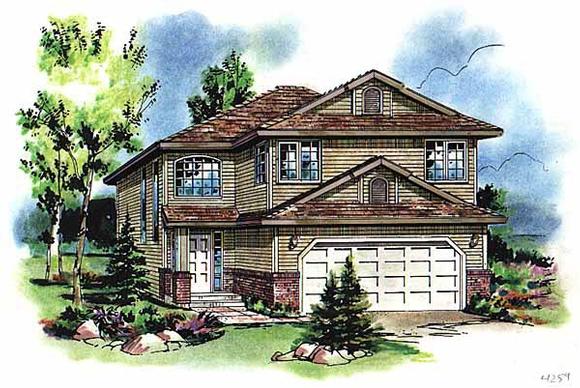 European, Narrow Lot, Traditional House Plan 98869 with 5 Beds, 3 Baths, 2 Car Garage Elevation