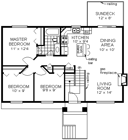 Contemporary, Narrow Lot House Plan 98873 with 3 Beds, 1 Baths, 2 Car Garage Second Level Plan