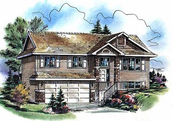 Contemporary, Narrow Lot House Plan 98873 with 3 Beds, 1 Baths, 2 Car Garage Elevation