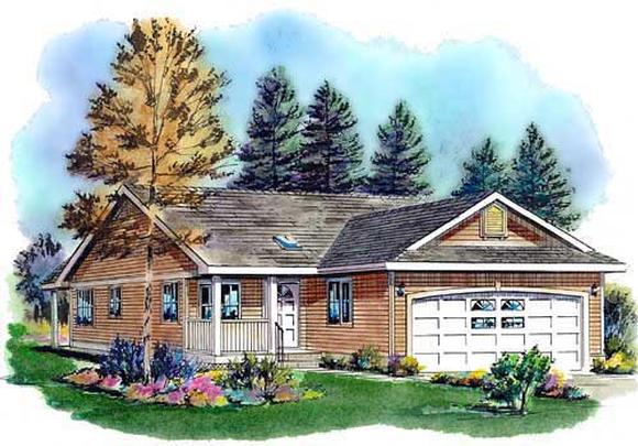 Ranch House Plan 98880 with 3 Beds, 2 Baths, 2 Car Garage Elevation
