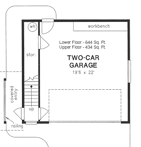 2 Car Garage Apartment Plan 98883 Level One