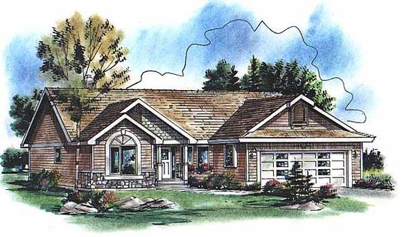 One-Story, Ranch House Plan 98885 with 3 Beds, 2 Baths, 2 Car Garage Elevation