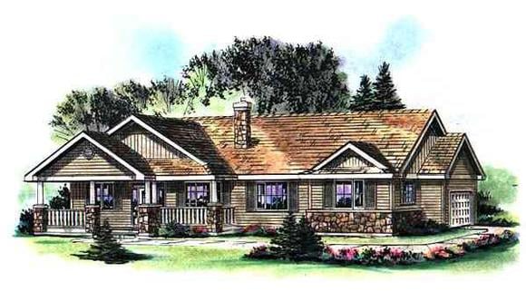 One-Story, Ranch House Plan 98888 with 3 Beds, 2 Baths, 2 Car Garage Elevation
