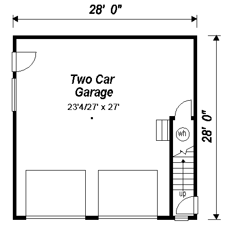Cape Cod 2 Car Garage Apartment Plan 98892 with 2 Beds, 1 Baths Level One