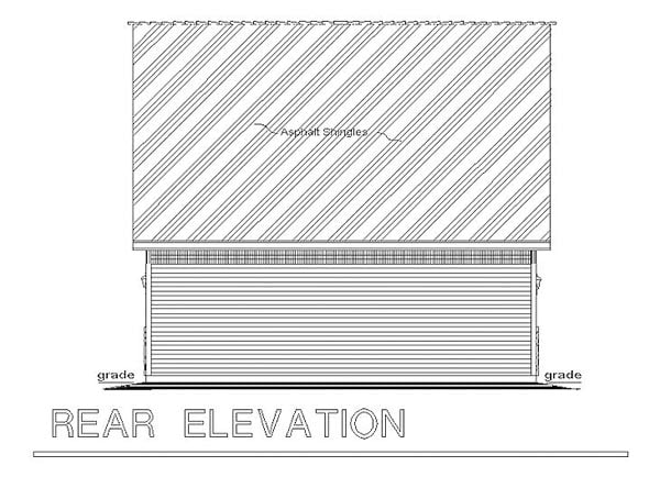 Cape Cod 2 Car Garage Apartment Plan 98892 with 2 Beds, 1 Baths Rear Elevation