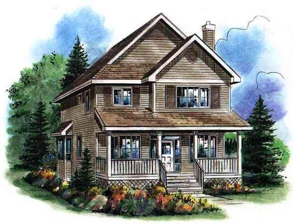 Narrow Lot House Plan 98897 with 3 Beds, 3 Baths Elevation