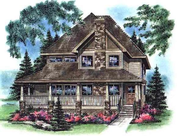 Bungalow, Country, European, Farmhouse, Narrow Lot House Plan 98899 with 4 Beds, 3 Baths Elevation