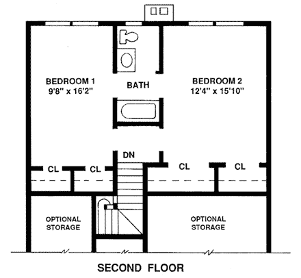 Country House Plan 99000 with 3 Beds, 3 Baths, 2 Car Garage Second Level Plan