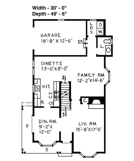 Bungalow, Country, Narrow Lot, Southern House Plan 99012 with 3 Beds, 3 Baths, 1 Car Garage First Level Plan