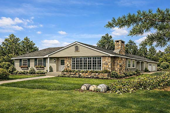 Bungalow, One-Story, Ranch House Plan 99031 with 3 Beds, 2 Baths, 2 Car Garage Elevation