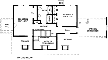 Country House Plan 99035 with 3 Beds, 3 Baths Second Level Plan