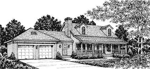 Cape Cod, Country House Plan 99045 with 3 Beds, 3 Baths, 2 Car Garage Elevation