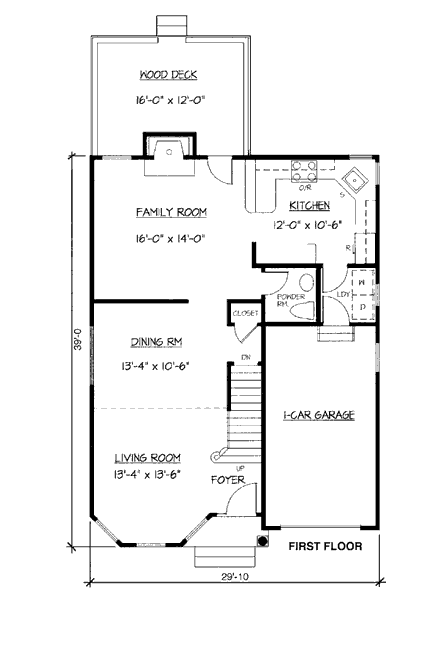 Country House Plan 99066 with 3 Beds, 3 Baths, 1 Car Garage First Level Plan
