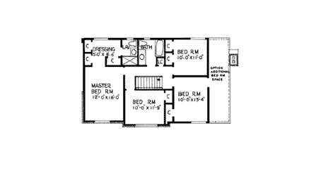 Bungalow House Plan 99070 with 4 Beds, 3 Baths, 2 Car Garage Second Level Plan