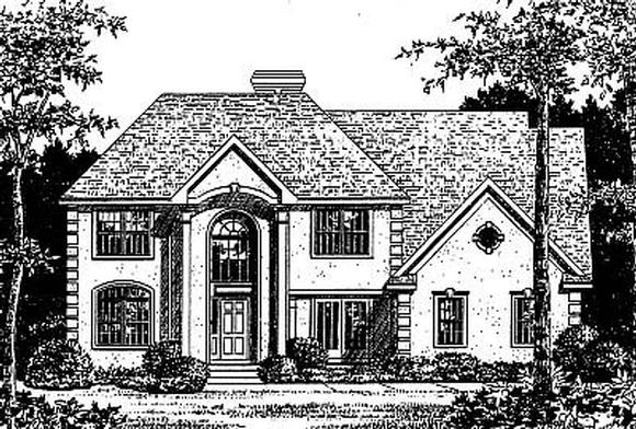 Colonial, European House Plan 99088 with 4 Beds, 3 Baths, 2 Car Garage Elevation