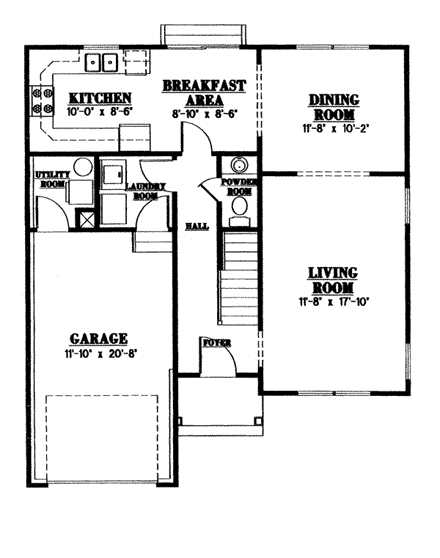 Country House Plan 99094 with 3 Beds, 3 Baths, 1 Car Garage First Level Plan