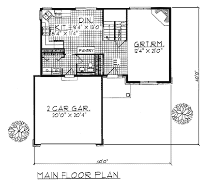 Bungalow, Country House Plan 99100 with 3 Beds, 3 Baths, 2 Car Garage First Level Plan