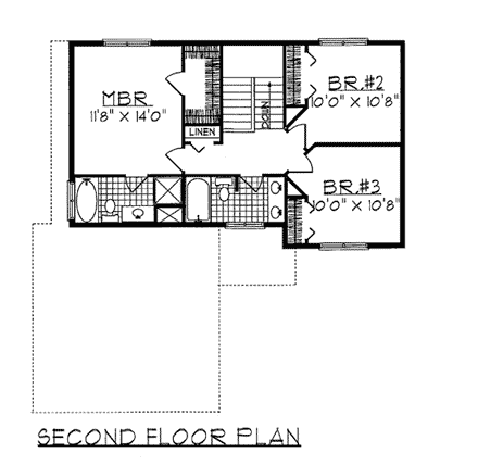 Bungalow, Country House Plan 99100 with 3 Beds, 3 Baths, 2 Car Garage Second Level Plan