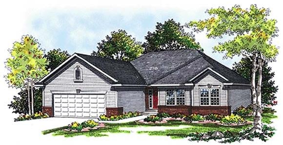 One-Story, Ranch, Traditional House Plan 99104 with 3 Beds, 2 Baths, 2 Car Garage Elevation