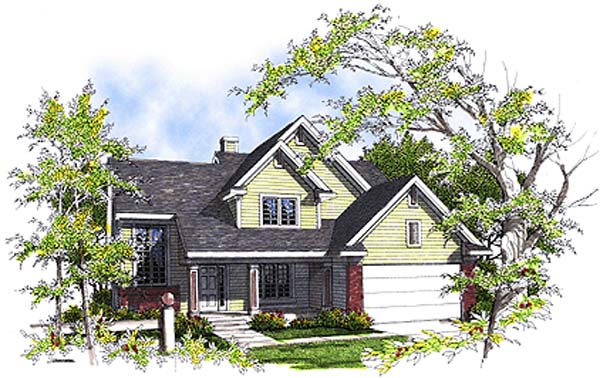 Colonial House Plan 99137 with 3 Beds, 3 Baths, 2 Car Garage Elevation