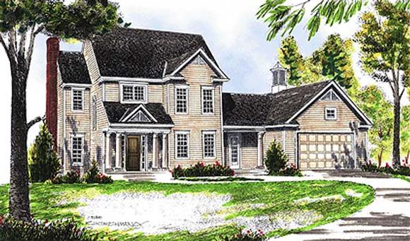 Colonial, Country House Plan 99183 with 3 Beds, 3 Baths, 2 Car Garage Elevation