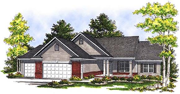 One-Story, Ranch House Plan 99185 with 3 Beds, 3 Baths, 3 Car Garage Elevation