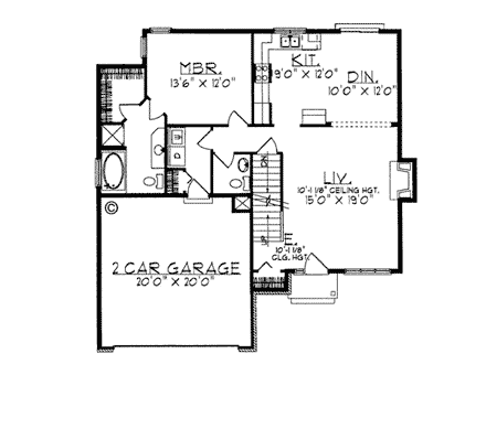 Country House Plan 99187 with 4 Beds, 3 Baths, 2 Car Garage First Level Plan