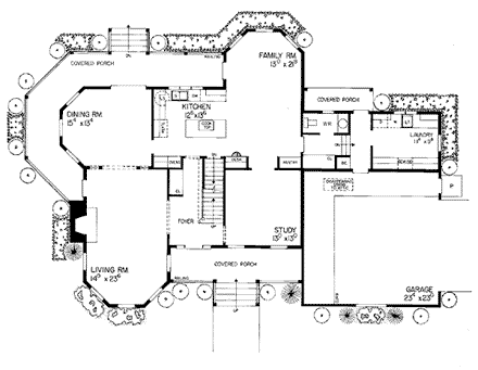 Farmhouse, Victorian House Plan 99211 with 4 Beds, 4 Baths, 2 Car Garage First Level Plan