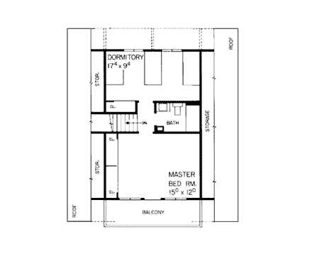 Cottage, Tudor House Plan 99238 with 3 Beds, 2 Baths Second Level Plan