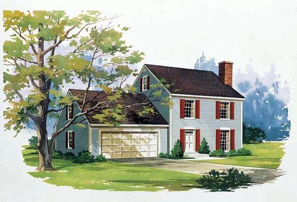 Colonial House Plan 99255 with 3 Beds, 3 Baths, 2 Car Garage Elevation