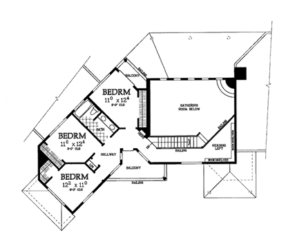 Santa Fe, Southwest House Plan 99273 with 4 Beds, 3 Baths, 3 Car Garage Second Level Plan