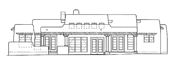 Santa Fe, Southwest House Plan 99274 with 3 Beds, 3 Baths, 2 Car Garage Rear Elevation