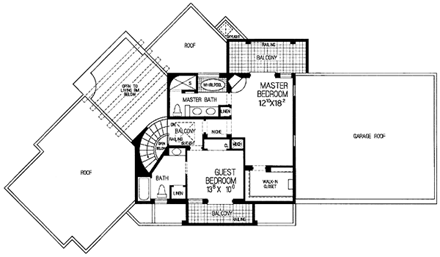 Santa Fe, Southwest House Plan 99275 with 4 Beds, 4 Baths, 3 Car Garage Second Level Plan