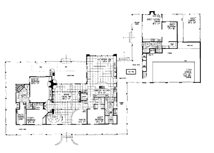 Prairie, Southwest House Plan 99278 with 6 Beds, 5 Baths, 3 Car Garage First Level Plan