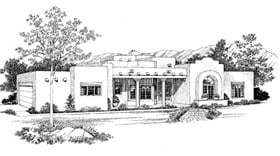 Santa Fe, Southwest House Plan 99279 with 3 Beds, 3 Baths, 2 Car Garage Elevation